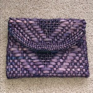 Blue & purple wicker clutch